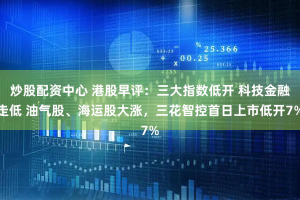 炒股配资中心 港股早评：三大指数低开 科技金融走低 油气股、海运股大涨，三花智控首日上市低开7%